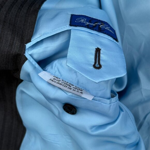 Tom James Royal Classic Suit 2pc Holland & Sherry Savile Row Striped 40L 32x33 - Picture 14 of 16